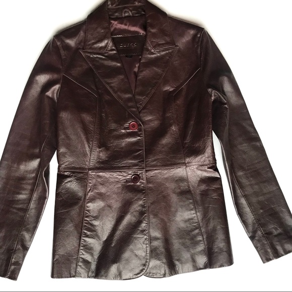 Guess Dark Brown Genuine Leather Jacket, Small - Picture 1 of 7
